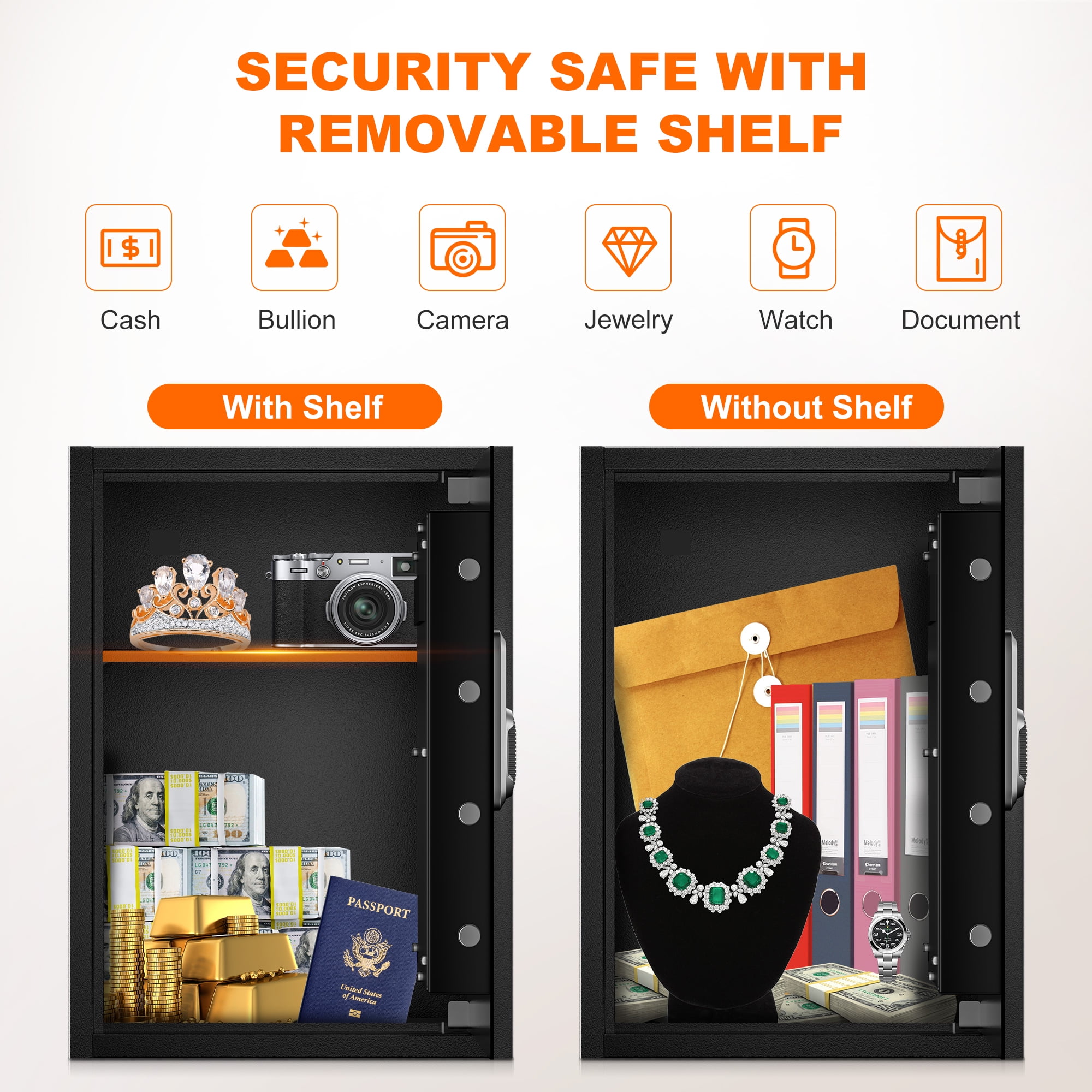 Bonsaii 1.8 Cubic Feet Safe Box Electronic Security Document Home Safe with Digital Keypad