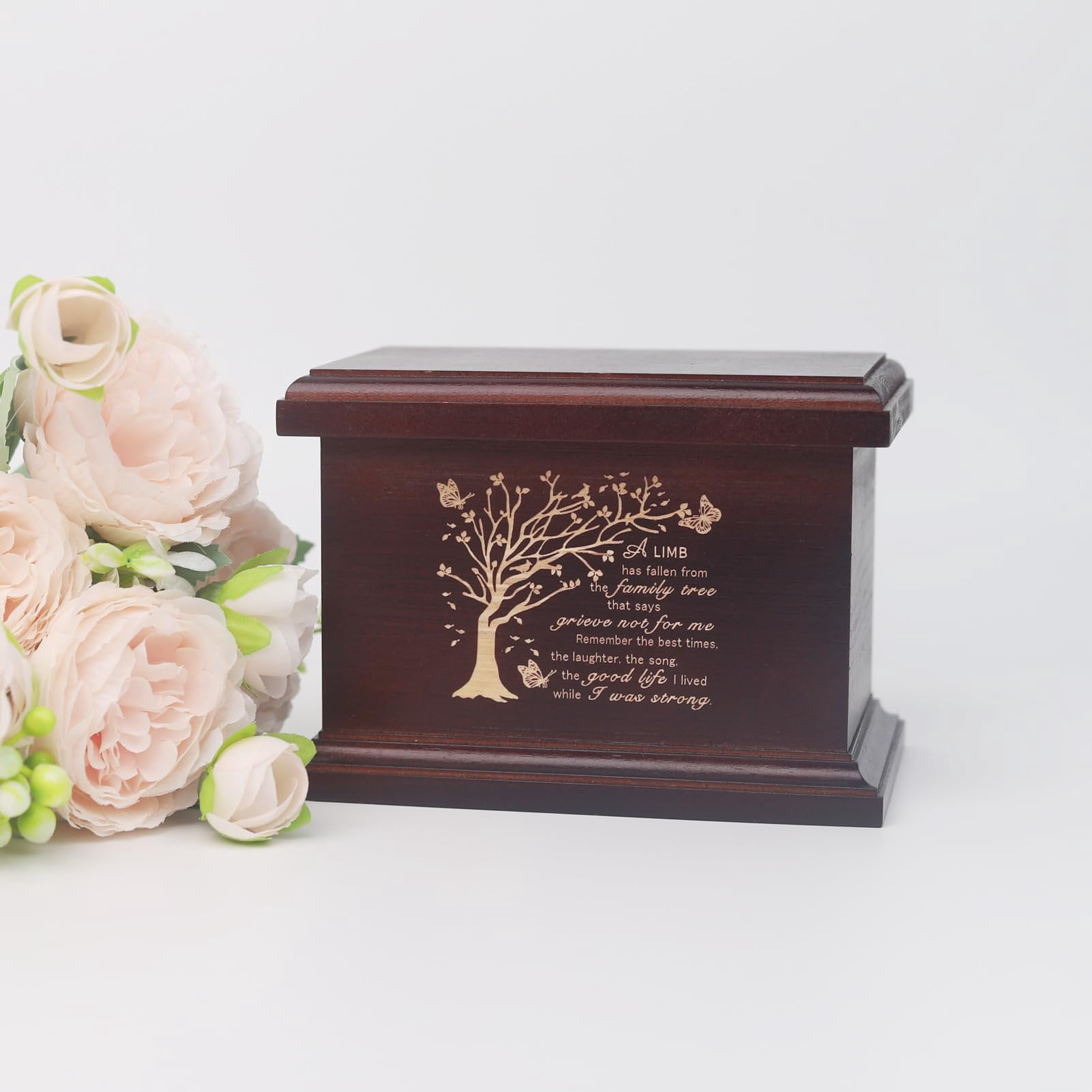 6 Inches Small Wood Urns for Ashes, Funeral Memorial Urns, Small Urns Keepsake Wooden Urns Box and Casket, Keepsakes Urns for Human/Pet Ashes-Tree