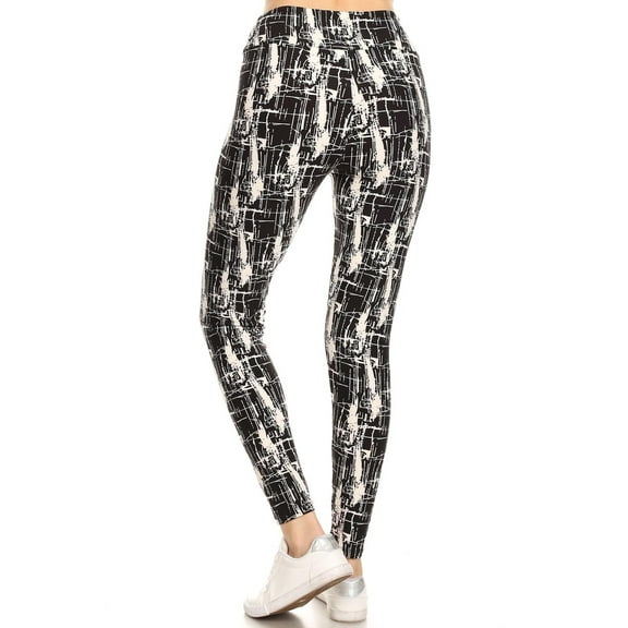 Buttery Soft Splattered Lines High Waisted Leggings (One Size Regular,Black)