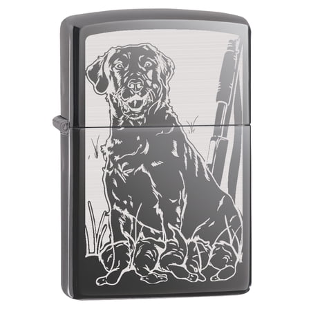 Zippo Lighter: Hunting Dog with Ducks - Black Ice 78807