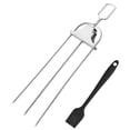 thumbnail image 3 of 3 Prong Skewers for Grilling,for Kabobs 14 Inch 3-Prong Metal BBQ Skewers for Grilling with Slider Push Bar – Reusable Flat Grilling Skewers for Meat Chicken (1 forks + brush), 3 of 6