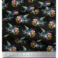 thumbnail image 2 of Soimoi Black Cotton Duck Fabric Leaves,Floral & American Robin Bird Decor Fabric Printed BTY 42 Inch Wide, 2 of 3