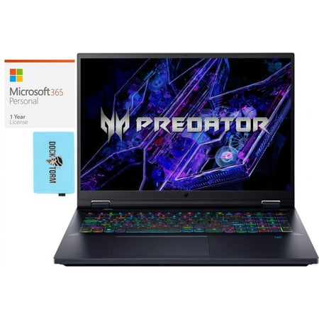 Acer Predator Helios 18 Gaming/Entertainment Laptop (Intel i9-14900HX 24-Core, 18in 250 Hz Wide QXGA (2560x1600), GeForce RTX 4090, Win 11 Home) with Microsoft 365 Personal , Dockztorm Hub