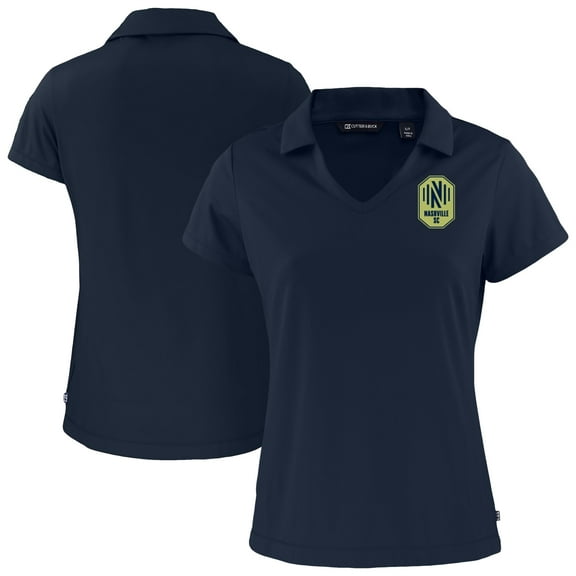 Women's-Cutter & Buck  Navy Nashville SC Daybreak Eco Recycled V-Neck Polo