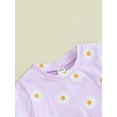 thumbnail image 6 of FEORJGP Toddler Girls Summer Daily Outfit Infant Baby 3M 6M 1T 2T 3T Short Sleeve T-shirt Crew Neck Shirt Daisy Print Tops Drawstring Shorts Sets Little Girl Cute Loose Casual Clothes, 6 of 9