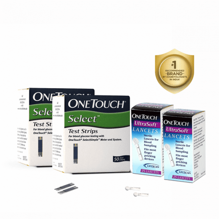 Combo Pack of OneTouch Select Test Strips (50 Each) & OneTouch Ultrasoft Lancets (25 Each)