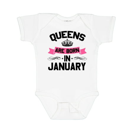 

Inktastic Queens Are Born in January Gift Baby Boy or Baby Girl Bodysuit