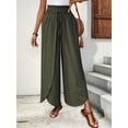 thumbnail image 3 of Womens High Side Split Wide Leg Long Pants Green L, 3 of 9