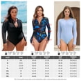 thumbnail image 2 of RELLECIGA Women's Rash Guard Long Sleeve Women Tummy Control Zipper One Piece Swimsuit Sexy Monokini Bathing Suits, 2 of 7