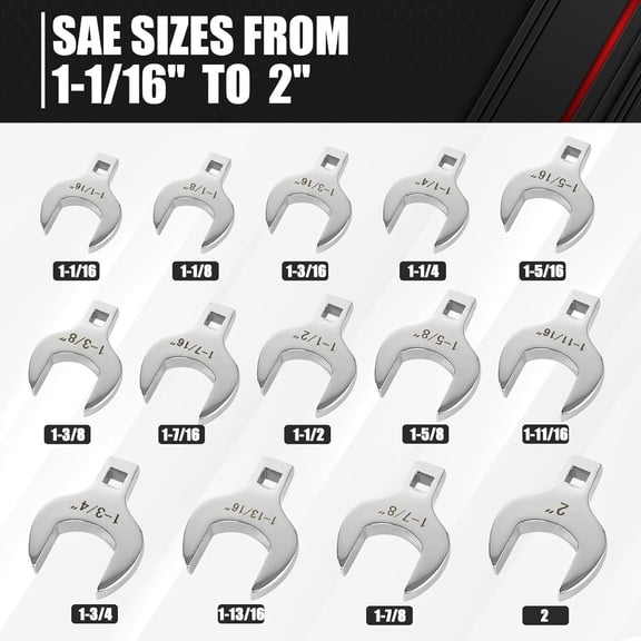 14-Piece 1/2" Drive Jumbo Crowfoot Wrench Set