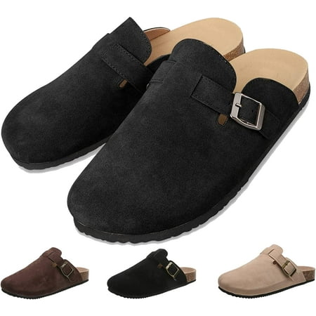 

Boston Suede Clogs for Women Men Unisex Dupes Soft Classic Cork Clog Slip-on Sole Mules House Sandals with Arch Support and Adjustable Buckle