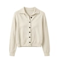 thumbnail image 3 of Perfectbot Women's Collared Button-Down Cardigan Long Sleeve Knit Jacket Top with Ribbed Trim, 3 of 5