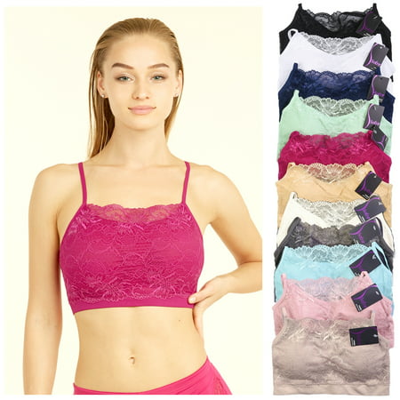 6 X Womens Seamless Lace Top Sports Bra Cleavage Cover Padded Stretch One (Best Bra For Cleavage)