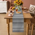 thumbnail image 2 of Grey Black Boho Table Runner - 36 Inch Long Vintage Ethnic Tribe Abstract Art Cotton and Linen Blended Dress Scarves Farmhouse Table Runner for Kitchen Dining, Coffee Table, 13" x 36", 2 of 8