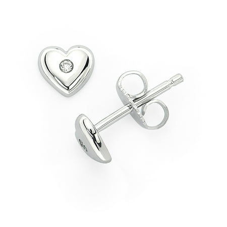 Little Diva Diamonds 925 Sterling Silver Diamond Accent Heart Shaped Little Diva Diamonds 925 Sterling Silver Diamond Accent Heart Shaped Stud Earrings For S