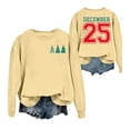 thumbnail image 3 of December 25 Sweatshirt Christmas Tree Pattern Sequined Sweatshirt Vintage Xmas Oversized Tops Fall Winter Clothes, Comfortable and Festive Wear for Women,Khaki,S, 3 of 3