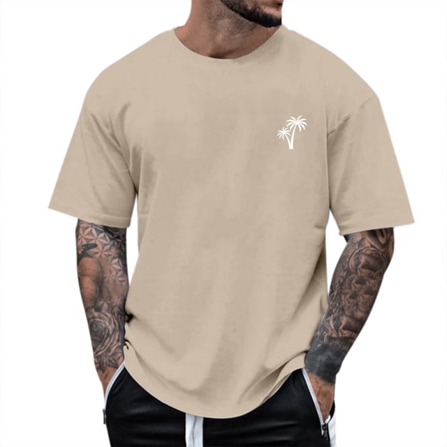 TSADFHJI Chemises pour Hommes Graphiques T-Shirt Décontracté à Manches Courtes avec Col Rond et Manches Courtes TG Kaki