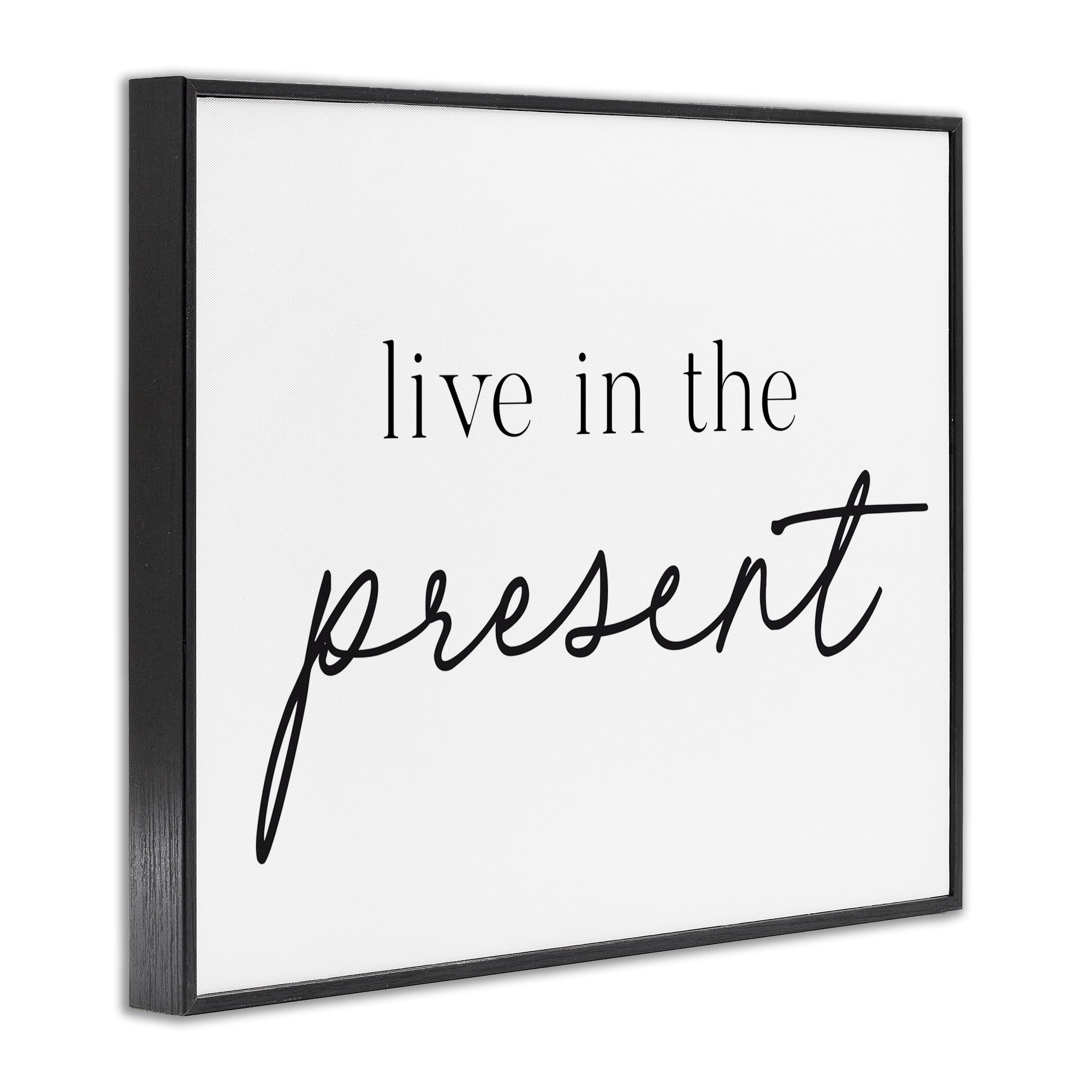 Live In The Present Black Framed Giclee Art, design by Lettered and Lined