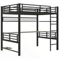 thumbnail image 4 of Bellemave Modern Industrial Full Size Loft Bed with Desk and Storage Shelf Esports Gaming Metal Loft Bed with LED Lights Heavy Duty Full Loft Bed Frame for Teens, Adult, Gamers, Black, 4 of 10