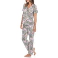 thumbnail image 5 of White Mark Women's Short Sleeve & Pants Tropical Pajama Set, 5 of 10