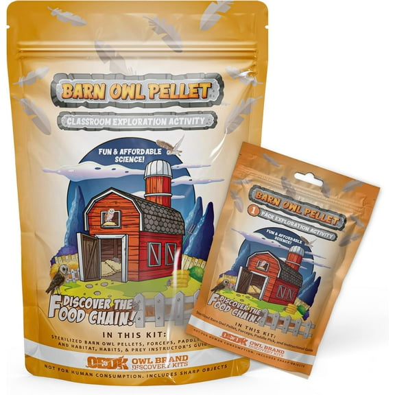 OBDK Barn Owl Pellets for Dissection - 5 Pack Jumbo Sized (2.0"-Larger) with Tools, Guide, and Charts from Owl Brand Discovery Kits