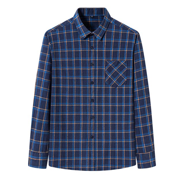 XDZJLR Men Shirts Long Sleeved Pure Wool Plaid Plus Size Fashion Tops