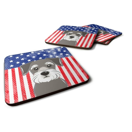 

Carolines Treasures BB2136FC American Flag and Schnauzer Foam Coaster Set of 4 3 1/2 x 3 1/2 multicolor