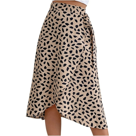 High Waisted Skirts for Women Boho Printed Tie Side Summer Skirts Casual Flowy Beach Holiday Long Skirts