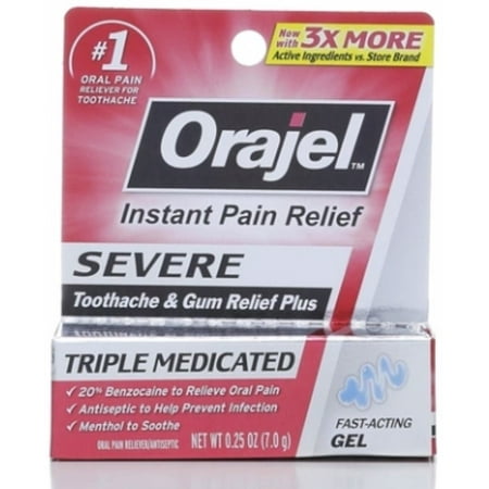 Orajel Maximum Strength Cooling Gel For Severe Toothache 0.25 oz (Pack of