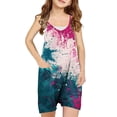 thumbnail image 2 of Sentmoon Girls Overalls V Neck Spaghetti Strap Short Rompers Independence Day Print Side Pockets Sleeveless Loose Jumpsuits Fourth of July Summer Comfy Kids for Tropical Vacation Red 11 Years, 2 of 3