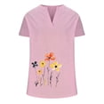 thumbnail image 4 of Bamboo Cotton Tunic Blouses for Women Summer Short Sleeve Tee Blouse Button-Up Henley Neck T-Shirt Flower Graphics Cute Tunics Tops Lounge Dressy Shirts Going Out Holiday Outfits, 4 of 4