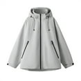 thumbnail image 6 of Fiaer Rain Jacket Women Waterproof Windbreaker Hooded Tops Oversized Full Zip up Long Sleeve Lightweight Outdoor Jackets Grey XL, 6 of 6