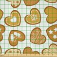 thumbnail image 2 of Ambesonne Christmas Fabric by the Yard Microfiber, Heart Shaped Gingerbread, 10 Yards, Dark Orange Amber White, 2 of 2