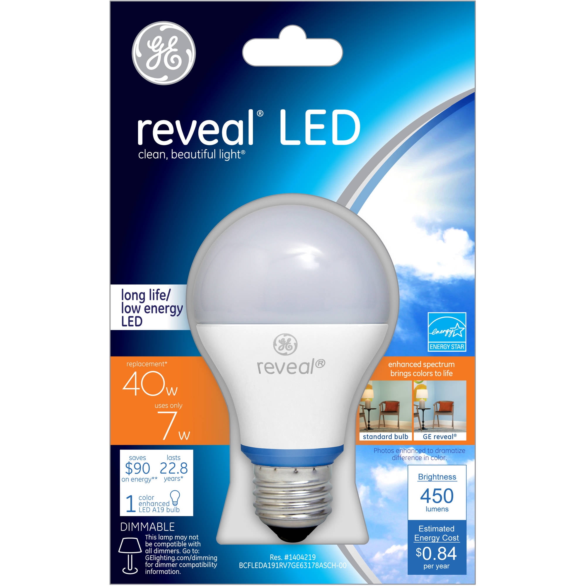 GE 7W Reveal LED Bulb, 1 Pack
