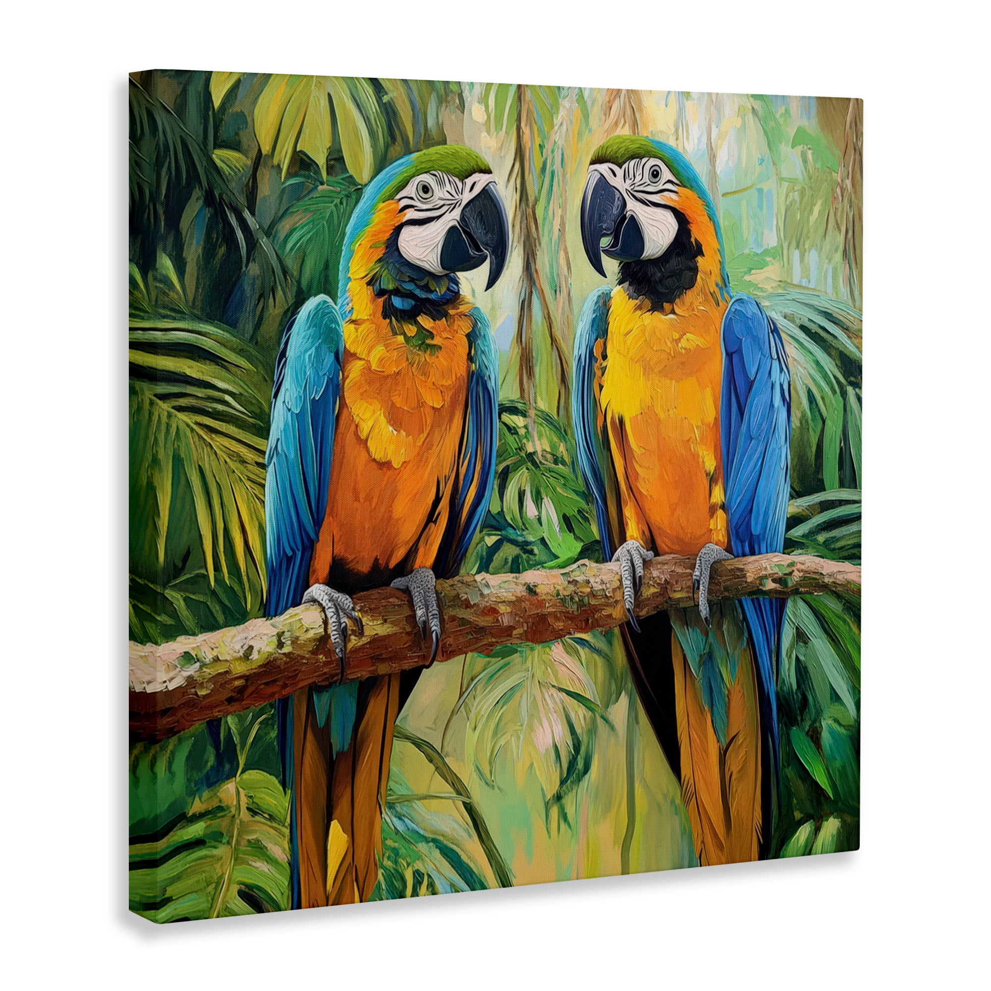 Stupell Industries Two Macaws Among Foliage Canvas Wall Art, design by Petal Prints Design