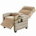 thumbnail image 3 of 1 PCS Outdoor Recliner Chair, Patio Lounge Chair with Adjustable Backrest & Footrest, 145° Reclining Chair, Flip-Up Side Table and Removable Khaki Cushion for Poolside, Deck, Balcony, Garden, 3 of 7