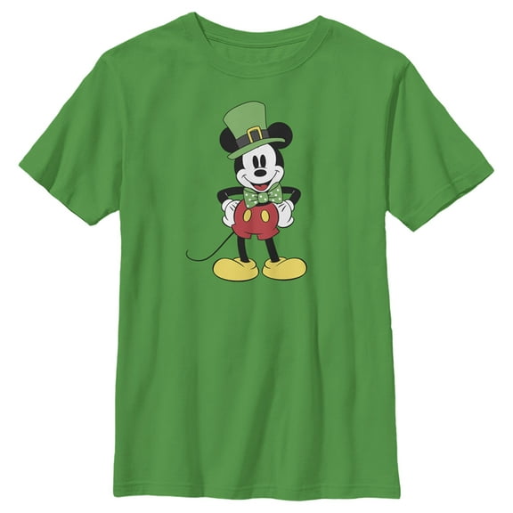 Boy's Mickey & Friends St. Patrick's Day Retro Portrait  Graphic Tee Kelly Green Small