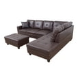 thumbnail image 5 of PonLiving Furniture Brown Faux Leather 3 Piece Sectional Sofa Couch Set, L-Shaped Modern Sofa with Chaise Storage Ottoman for Living Room Furniture, Right Hand Facing, 5 of 5