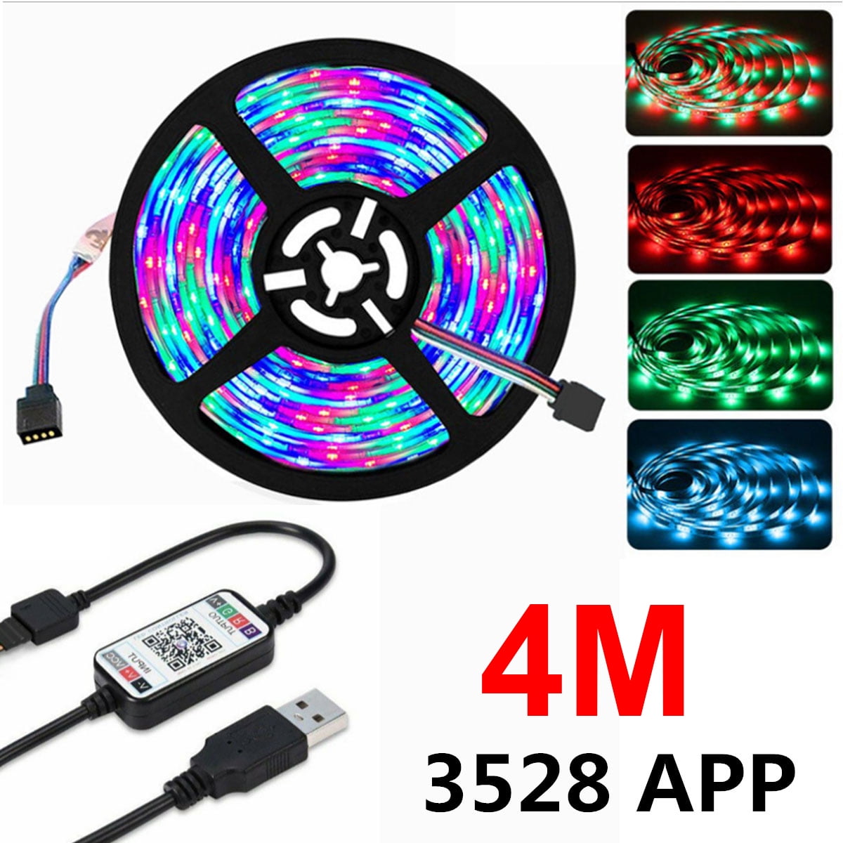 5V RGB 3528 LED Strip Light Flexible Tape Lamp Self Adhesive with Remote Control 