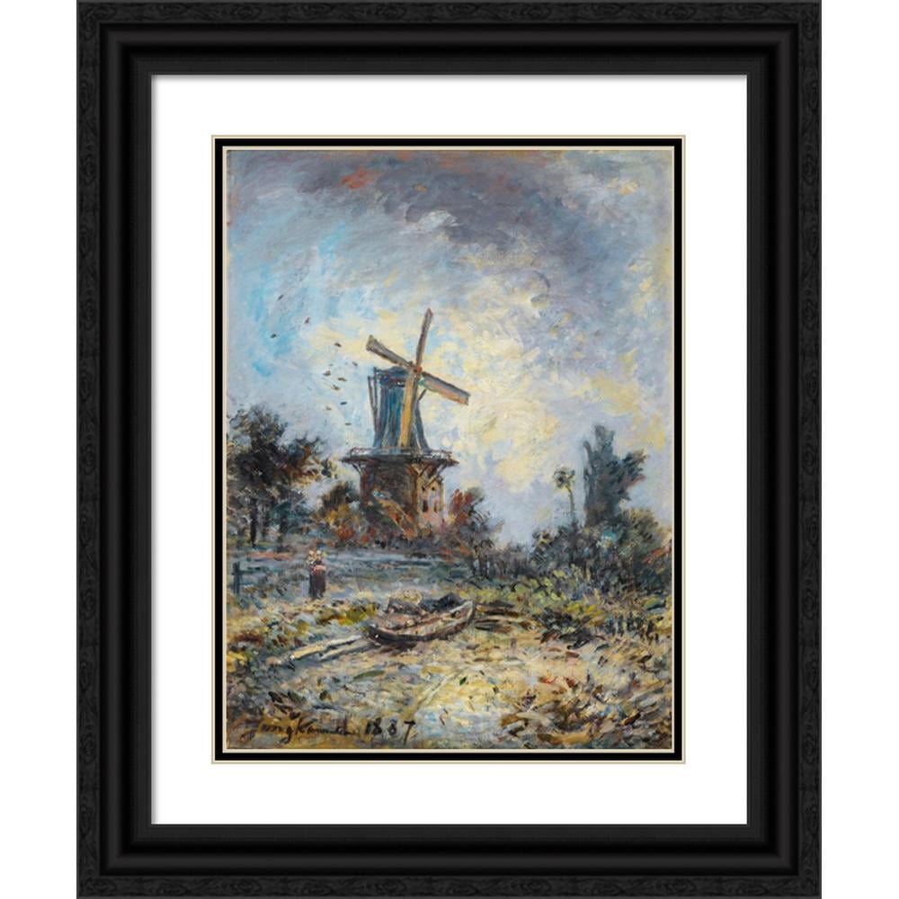 Johan Barthold Jongkind 19x24 Gold Ornate Framed and Double Matted Museum  Art Print Titled - Windmill in Dordrecht (1887)