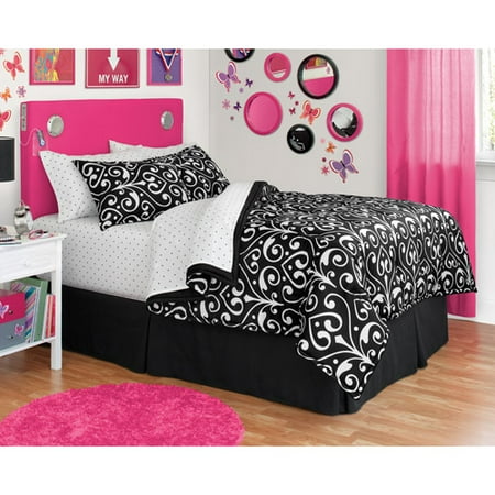 Your Zone Dot Damask Bed In A Bag - Walmart.com