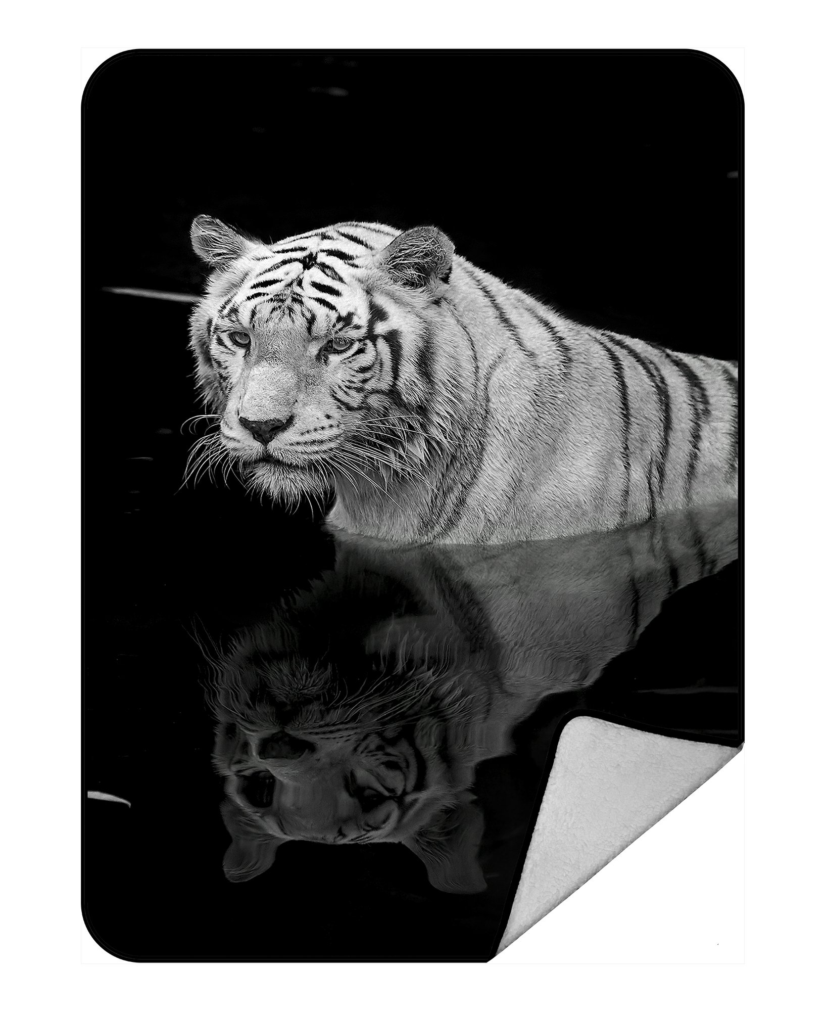 PHFZK Animal Blanket, Black And White Tiger Standing in Water Fleece