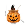 thumbnail image 2 of 12oz Halloween Pumpkin Cow Glass Cup with Lid and Glass Straw, Cute Borosilicate Glass Tumbler for Iced Coffee Juice Milk, Halloween Party Decorative (C), 2 of 6