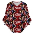 thumbnail image 5 of Stop Sign Women's V-Neck Blouse With 3/4 Ruffled Bell Sleeves Casual Top Ladies Blouses, 5 of 7