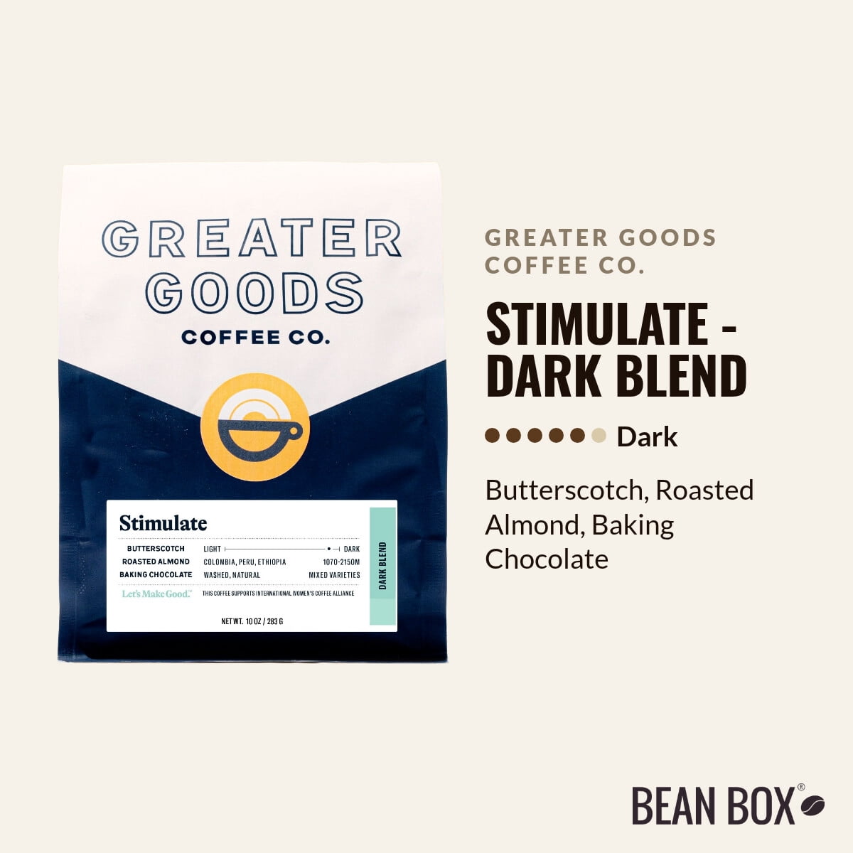Stimulate - Dark Blend - Roasted by Greater Goods Coffee Co. - Freshly Ground Coffee - 2lb Bag