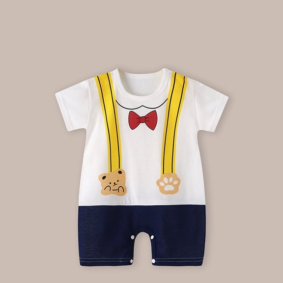 Avtoify Toddler Rompers, Toddler Girls Boys Short Sleeve Printed Color T-Shirt Round Neck Jumpsuit