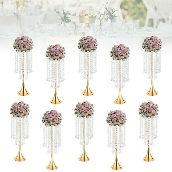 10×Flower Vases Trumpet Tall Vase Gold Wedding Centerpieces for Party Table