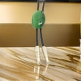 thumbnail image 4 of Gieenan Cats Eye Green Stone Western Bolo Tie Artificial Rope Necktie Necklace Shirt Collar Chain Jewelry Neckwear, 4 of 9