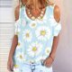 thumbnail image 2 of Top informal suelto con hombros descubiertos y cuello redondo con estampado de manga corta para mujer a la moda Pompotops hkajfhjk463934, 2 of 5