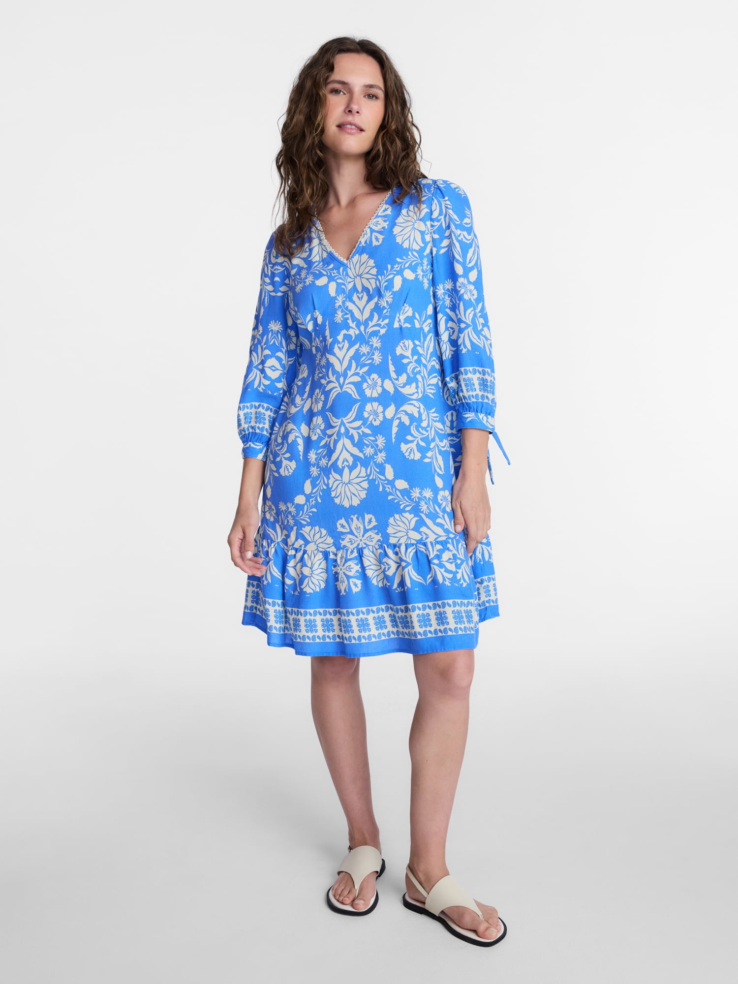 Time and Tru Women's A-Line Border Print Mini Dress, Sizes XS-XXXL